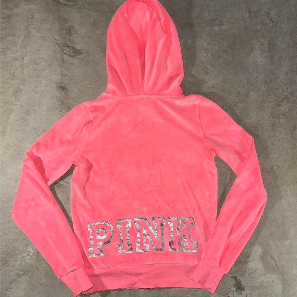 Vintage Early 2000s Victorias Secret Velvet PINK Hoodie